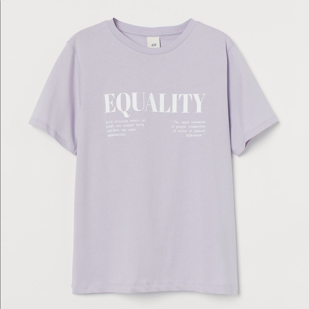 H&M EQUALITY LIGHT PURPLE LILAC TEE T-SHIRT LARGE NEW